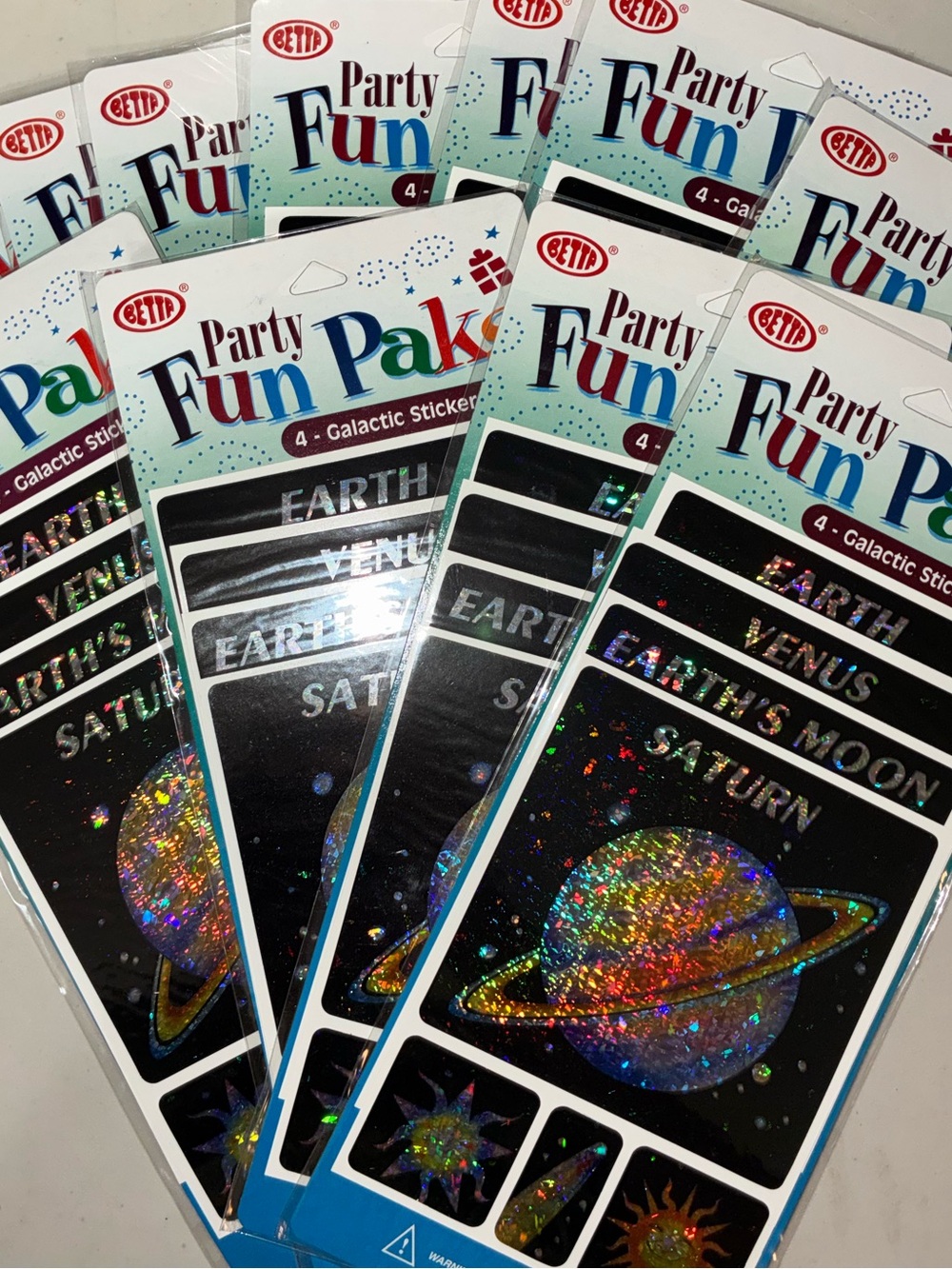 1 Box (12 Packs) Galactic Sticker Set Holographic Space Stickers